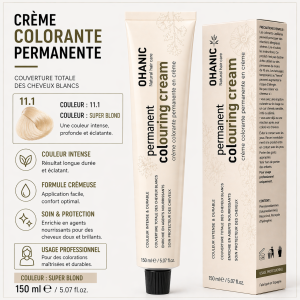 Coloration permanente sans ammoniaque 11.1 Super Blond –  100 ml – Ohanic